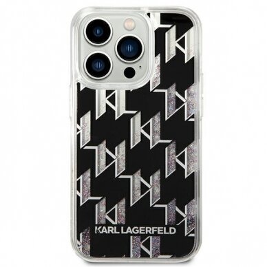 Dėklas Karl Lagerfeld Liquid Glitter Monogram KLHCP14XLMNMK iPhone 14 Pro Max Juodas 2