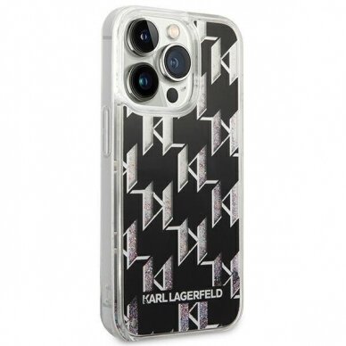 Dėklas Karl Lagerfeld Liquid Glitter Monogram KLHCP14XLMNMK iPhone 14 Pro Max Juodas 3
