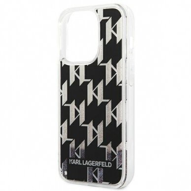Dėklas Karl Lagerfeld Liquid Glitter Monogram KLHCP14XLMNMK iPhone 14 Pro Max Juodas 5