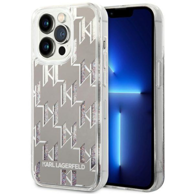 Dėklas Karl Lagerfeld Liquid Glitter Monogram KLHCP14XLMNMS iPhone 14 Pro Max Sidabrinis Dėklas Karl Lagerfeld Liquid Glitter Monogram KLHCP14XLMNMS iPhone 14 Pro Max Sidabrinis