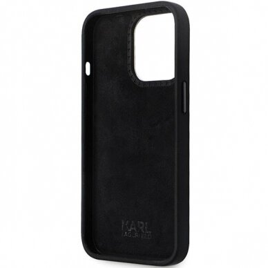 Originalus dėklas Karl Lagerfeld KLHCP14XSMHCNPK case skirta iPhone 14 Pro Max 6.7  - Juodas Silicone C Metal Pin 6