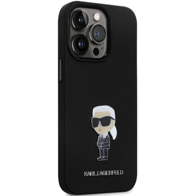 Originalus dėklas Karl Lagerfeld KLHCP14XSMHKNPK case skirta iPhone 14 Pro Max 6.7  - Juodas Silicone Ikonik Metal Pin 3 Originalus dėklas Karl Lagerfeld KLHCP14XSMHKNPK case skirta iPhone 14 Pro Max 6.7  - Juodas Silicone Ikonik Metal Pin 3