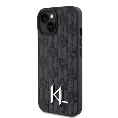 Karl Lagerfeld KLHCP15SPKLPKLK iPhone 15 / 14 / 13 6.1&quot; Juodas/Juodas hardcase Odinis Monogram Hot Stamp Metal Logo 1