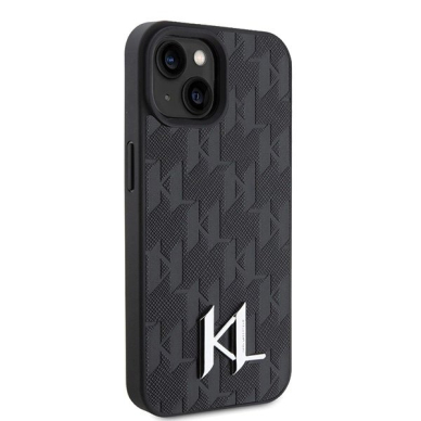 Karl Lagerfeld KLHCP15SPKLPKLK iPhone 15 / 14 / 13 6.1&quot; Juodas/Juodas hardcase Odinis Monogram Hot Stamp Metal Logo 3