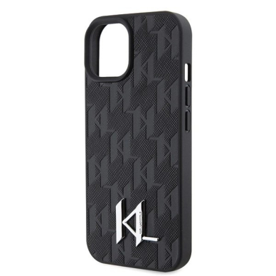 Karl Lagerfeld KLHCP15SPKLPKLK iPhone 15 / 14 / 13 6.1&quot; Juodas/Juodas hardcase Odinis Monogram Hot Stamp Metal Logo 5