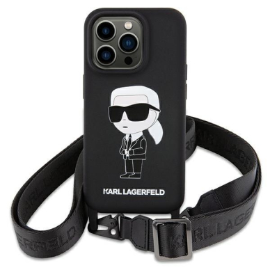 Originalus dėklas Karl Lagerfeld KLHCP15SSCBSKNK iPhone 15 6.1 hardcase Juodas Crossbody Silicone Ikonik Originalus dėklas Karl Lagerfeld KLHCP15SSCBSKNK iPhone 15 6.1 hardcase Juodas Crossbody Silicone Ikonik