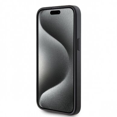 Originalus dėklas Karl Lagerfeld KLHCP15XSAPKCNPK iPhone 15 Pro Max 6.7  Juodas hardcase Saffiano Cardslot KC Metal Pin 4