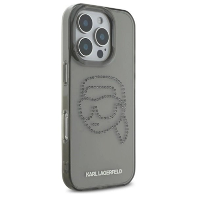 Karl Lagerfeld KLHCP16XHKHDCELK iPhone 16 Pro Max 6.9" Juodas/Juodas hardcase IML Rhinestones Karl Head 3