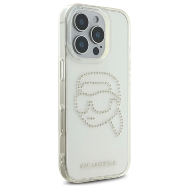 Karl Lagerfeld KLHCP16XHKHDCELT iPhone 16 Pro Max 6.9&quot; Permatomas hardcase IML Rhinestones Karl Head 3