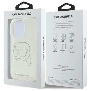 Karl Lagerfeld KLHCP16XHKHDCELT iPhone 16 Pro Max 6.9&quot; Permatomas hardcase IML Rhinestones Karl Head 7