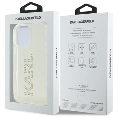 Karl Lagerfeld KLHCP16XHKLSTDCT iPhone 16 Pro Max 6.9" Permatomas Kietas Dėklas IML Rhinestones Logo 7