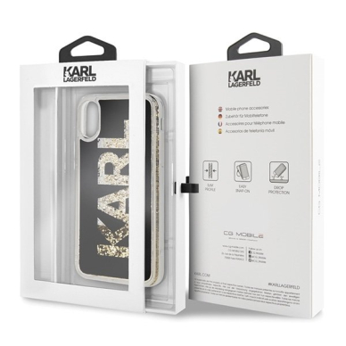Originalus Karl Lagerfeld Dėklas Klhcpxkagbk Iphone X/Xs Juodas Karl Logo Glitter 6