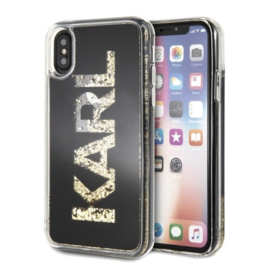Originalus Karl Lagerfeld Dėklas Klhcpxkagbk Iphone X/Xs Juodas Karl Logo Glitter