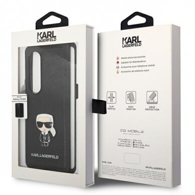 Dėklas Karl Lagerfeld Saffiano Ikonik Metal KLHCZFD4IKMSBK F936 Samsung Galaxy Z Fold 4 Juodas 2