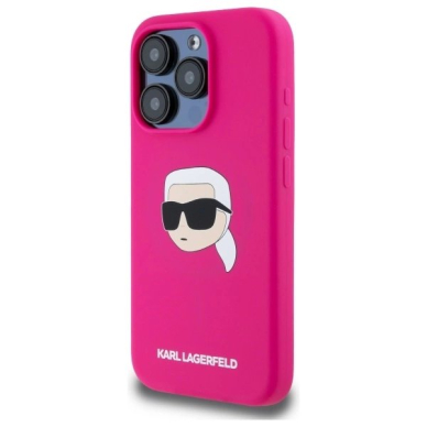 Karl Lagerfeld KLHMP15LSKHPPPLF iPhone 15 Pro 6.1&quot; fuchsia/fuschia hardcase Silikoninis Karl Head Print MagSafe 1