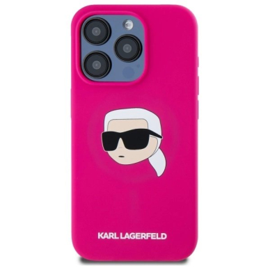 Karl Lagerfeld KLHMP15LSKHPPPLF iPhone 15 Pro 6.1&quot; fuchsia/fuschia hardcase Silikoninis Karl Head Print MagSafe 2