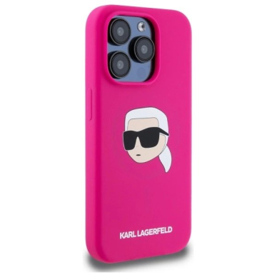 Karl Lagerfeld KLHMP15LSKHPPPLF iPhone 15 Pro 6.1&quot; fuchsia/fuschia hardcase Silikoninis Karl Head Print MagSafe 3