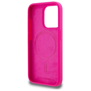 Karl Lagerfeld KLHMP15LSKHPPPLF iPhone 15 Pro 6.1&quot; fuchsia/fuschia hardcase Silikoninis Karl Head Print MagSafe 6