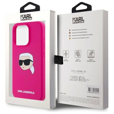 Karl Lagerfeld KLHMP15LSKHPPPLF iPhone 15 Pro 6.1&quot; fuchsia/fuschia hardcase Silikoninis Karl Head Print MagSafe 7