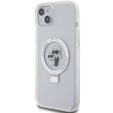 Karl Lagerfeld KLHMP15MHMRSKCH iPhone 15 Plus / 14 Plus 6.7&quot; Baltas/Baltas hardcase Ring Stand Karl&Choupette MagSafe 1