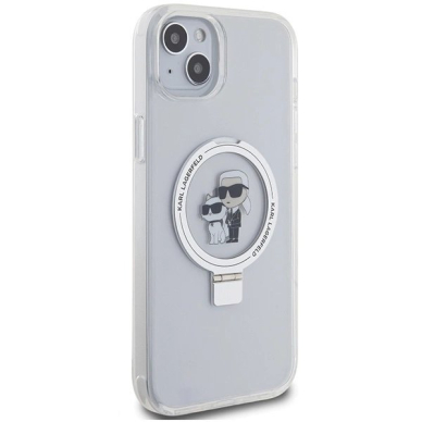 Karl Lagerfeld KLHMP15MHMRSKCH iPhone 15 Plus / 14 Plus 6.7&quot; Baltas/Baltas hardcase Ring Stand Karl&Choupette MagSafe 3