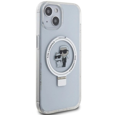 Karl Lagerfeld KLHMP15SHMRSKCH iPhone 15 / 14 / 13 6.1&quot; Baltas/Baltas hardcase Ring Stand Karl&Choupette MagSafe 3