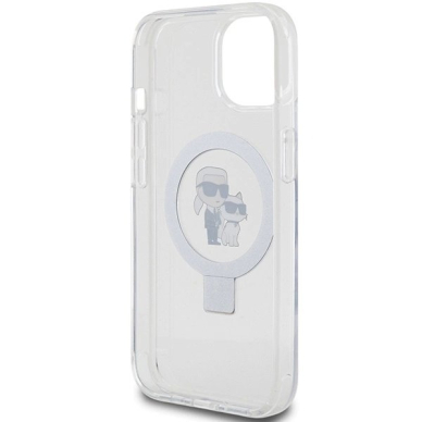 Karl Lagerfeld KLHMP15SHMRSKCH iPhone 15 / 14 / 13 6.1&quot; Baltas/Baltas hardcase Ring Stand Karl&Choupette MagSafe 6