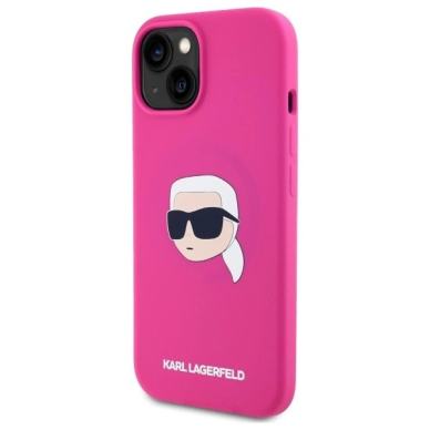 Karl Lagerfeld KLHMP15SSKHPPLF iPhone 15 6.1&quot; fuchsia/fuschia hardcase Silikoninis Karl Head Print MagSafe 1