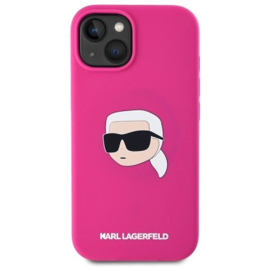 Karl Lagerfeld KLHMP15SSKHPPLF iPhone 15 6.1&quot; fuchsia/fuschia hardcase Silikoninis Karl Head Print MagSafe 2