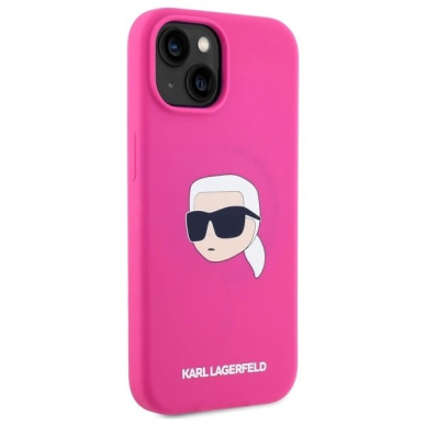 Karl Lagerfeld KLHMP15SSKHPPLF iPhone 15 6.1&quot; fuchsia/fuschia hardcase Silikoninis Karl Head Print MagSafe 3