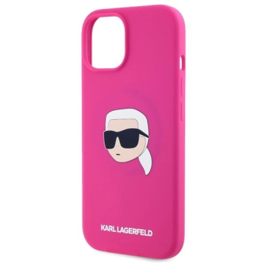 Karl Lagerfeld KLHMP15SSKHPPLF iPhone 15 6.1&quot; fuchsia/fuschia hardcase Silikoninis Karl Head Print MagSafe 5