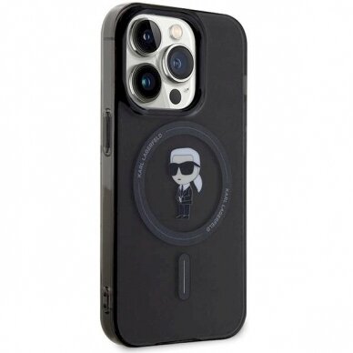Originalus Karl Lagerfeld Dėklas KLHMP15XHFCKNOK iPhone 15 Pro Max 6.7 Juodas/Juodas hardcase IML Ikonik MagSafe 3 Originalus Karl Lagerfeld Dėklas KLHMP15XHFCKNOK iPhone 15 Pro Max 6.7 Juodas/Juodas hardcase IML Ikonik MagSafe 3