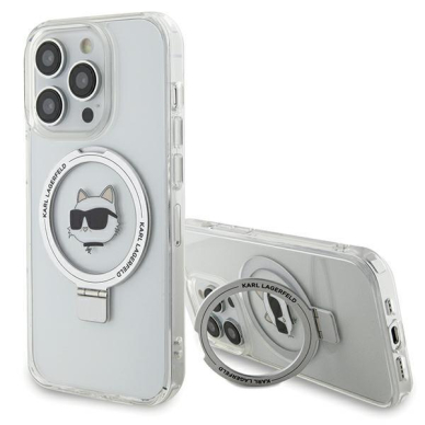 Originalus dėklas Karl Lagerfeld KLHMP15XHMRSCHH iPhone 15 Pro Max 6.7 Baltas/Baltas hardcase Ring Stand Choupette Head MagSafe Originalus dėklas Karl Lagerfeld KLHMP15XHMRSCHH iPhone 15 Pro Max 6.7 Baltas/Baltas hardcase Ring Stand Choupette Head MagSafe