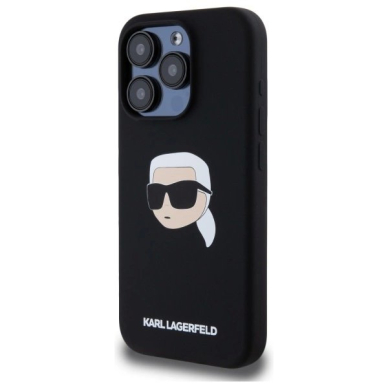 Karl Lagerfeld KLHMP15XSKHPPLK iPhone 15 Pro Max 6.7&quot; Juodas/Juodas hardcase Silikoninis Karl Head Print MagSafe 1