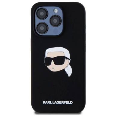 Karl Lagerfeld KLHMP15XSKHPPLK iPhone 15 Pro Max 6.7&quot; Juodas/Juodas hardcase Silikoninis Karl Head Print MagSafe 2