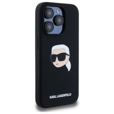 Karl Lagerfeld KLHMP15XSKHPPLK iPhone 15 Pro Max 6.7&quot; Juodas/Juodas hardcase Silikoninis Karl Head Print MagSafe 3