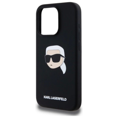 Karl Lagerfeld KLHMP15XSKHPPLK iPhone 15 Pro Max 6.7&quot; Juodas/Juodas hardcase Silikoninis Karl Head Print MagSafe 5