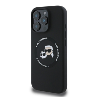 Karl Lagerfeld KLHMP16LSKCHTCK iPhone 16 Pro 6.3&quot; Juodas/Juodas hardcase Silikoninis Karl&Choupette Heads MagSafe 1