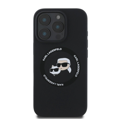 Karl Lagerfeld KLHMP16LSKCHTCK iPhone 16 Pro 6.3&quot; Juodas/Juodas hardcase Silikoninis Karl&Choupette Heads MagSafe 2