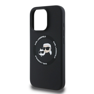 Karl Lagerfeld KLHMP16LSKCHTCK iPhone 16 Pro 6.3&quot; Juodas/Juodas hardcase Silikoninis Karl&Choupette Heads MagSafe 5