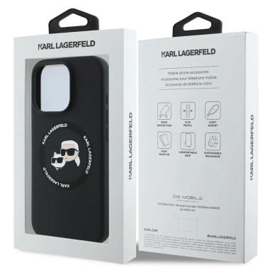 Karl Lagerfeld KLHMP16LSKCHTCK iPhone 16 Pro 6.3&quot; Juodas/Juodas hardcase Silikoninis Karl&Choupette Heads MagSafe 7