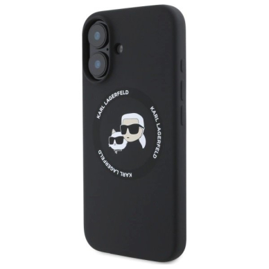Karl Lagerfeld KLHMP16SSKCHTCK iPhone 16 6.1&quot; Juodas/Juodas hardcase Silikoninis Karl&Choupette Heads MagSafe 1