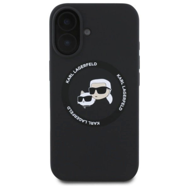 Karl Lagerfeld KLHMP16SSKCHTCK iPhone 16 6.1&quot; Juodas/Juodas hardcase Silikoninis Karl&Choupette Heads MagSafe 2