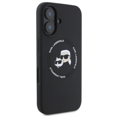 Karl Lagerfeld KLHMP16SSKCHTCK iPhone 16 6.1&quot; Juodas/Juodas hardcase Silikoninis Karl&Choupette Heads MagSafe 3