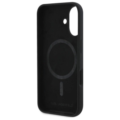 Karl Lagerfeld KLHMP16SSKCHTCK iPhone 16 6.1&quot; Juodas/Juodas hardcase Silikoninis Karl&Choupette Heads MagSafe 6