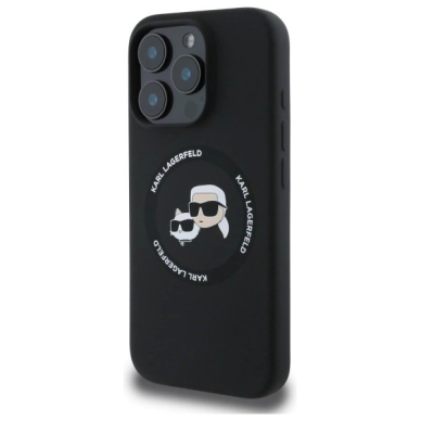 Karl Lagerfeld KLHMP16XSKCHTCK iPhone 16 Pro Max 6.9&quot; Juodas/Juodas hardcase Silikoninis Karl&Choupette Heads MagSafe 1