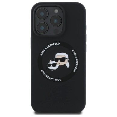 Karl Lagerfeld KLHMP16XSKCHTCK iPhone 16 Pro Max 6.9&quot; Juodas/Juodas hardcase Silikoninis Karl&Choupette Heads MagSafe 2