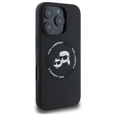 Karl Lagerfeld KLHMP16XSKCHTCK iPhone 16 Pro Max 6.9&quot; Juodas/Juodas hardcase Silikoninis Karl&Choupette Heads MagSafe 3