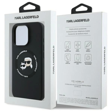 Karl Lagerfeld KLHMP16XSKCHTCK iPhone 16 Pro Max 6.9&quot; Juodas/Juodas hardcase Silikoninis Karl&Choupette Heads MagSafe 7
