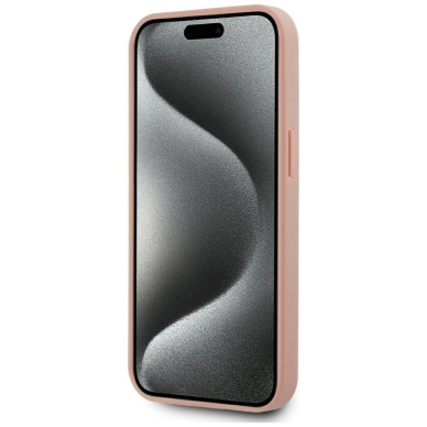 iPhone 15 Karl Lagerfeld Leather Monogram Metal Logo MagSafe dėklas - rožinis 4